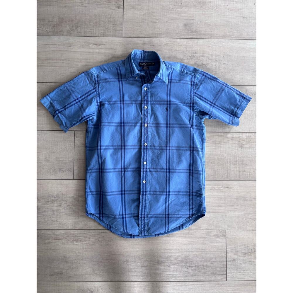 Polo Ralph Lauren Vintage 90’s Blue Plaid “Blake” Fit Short Sleeve Button Down M